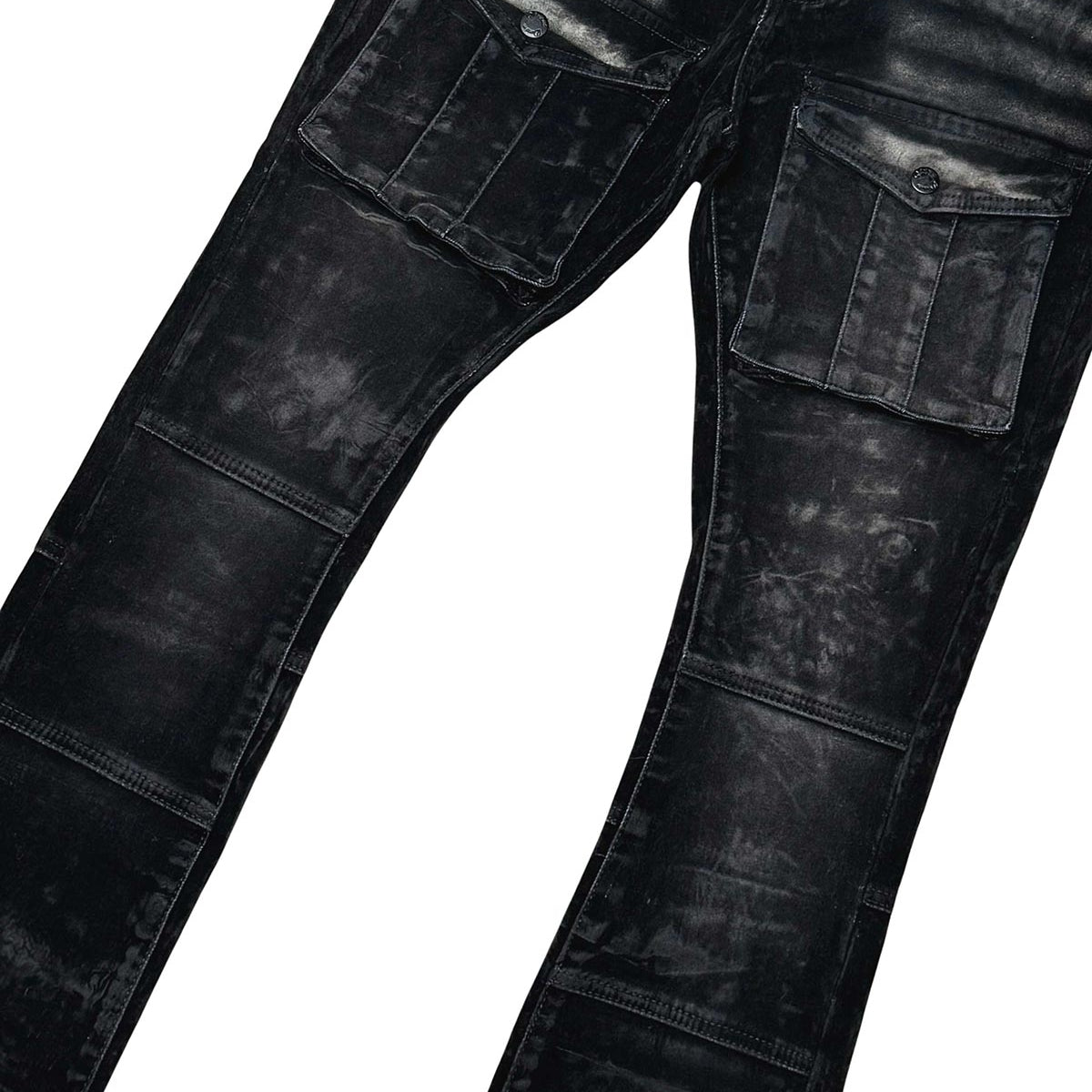 Velvet coated denim flared fit