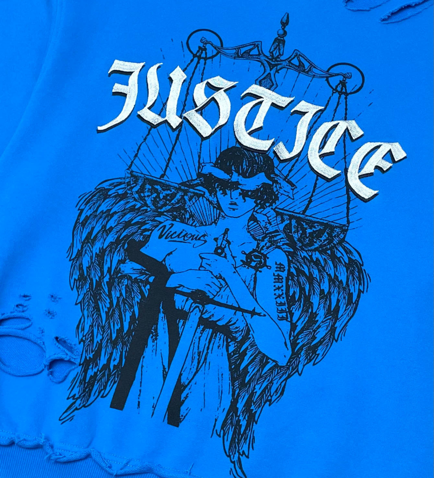 Justice Distressed Crewneck - Abyss Blue | Vicious _2