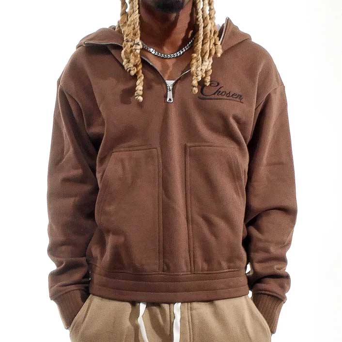 Washed Quarter Zip Frame Hoodie Carafe by Chosen - 1