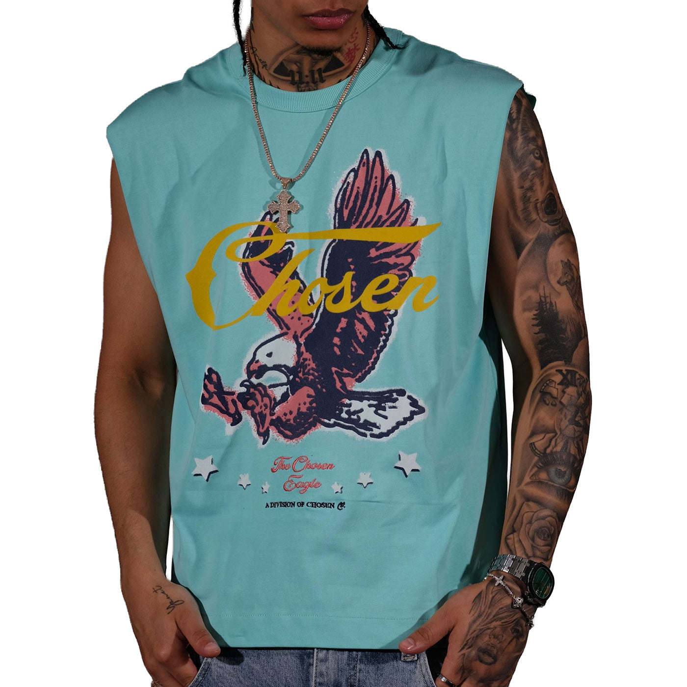 Eagle sleevelss tee Aruba Blue by Chosen
- 1