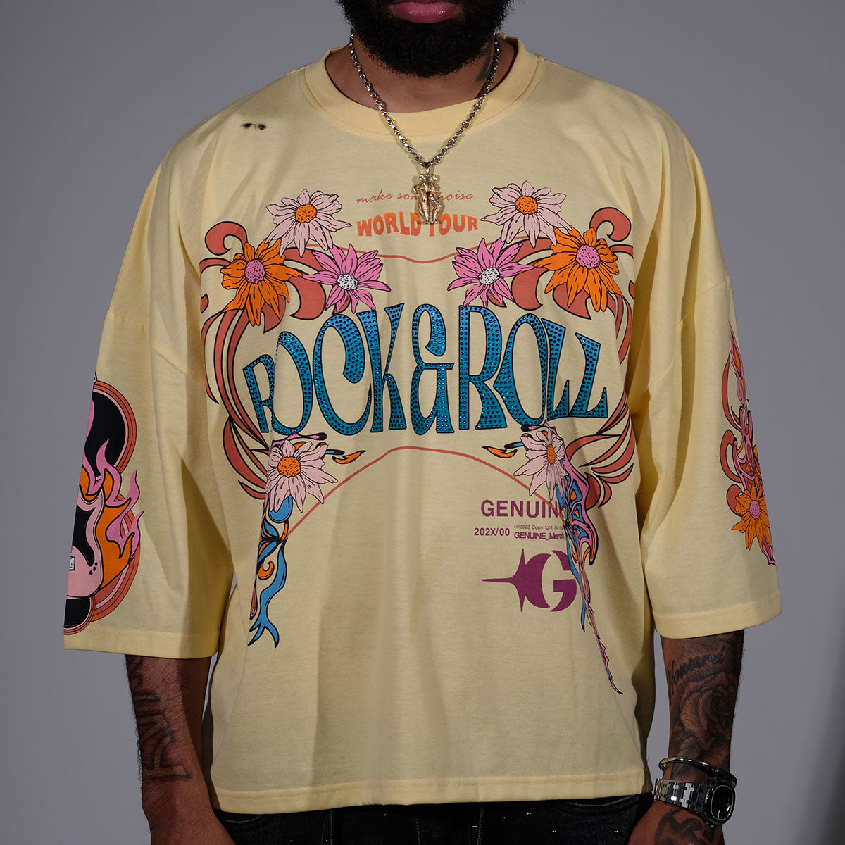Rock & roll tshirt Light Yellow by Genuine - 1