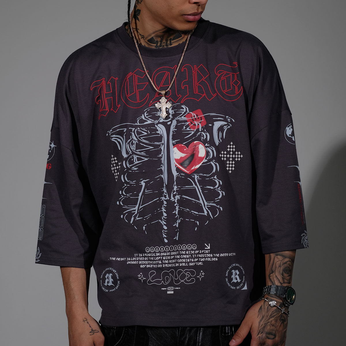 Heart tshirt Charcoal by Genuine - 1