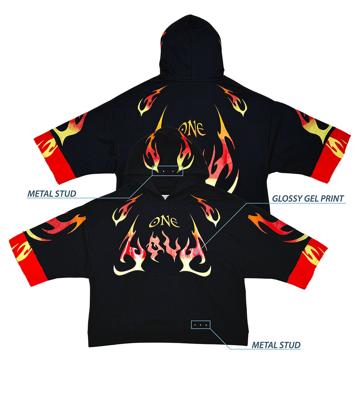 One love short sleeve hoodie Black by Genuine - 4
