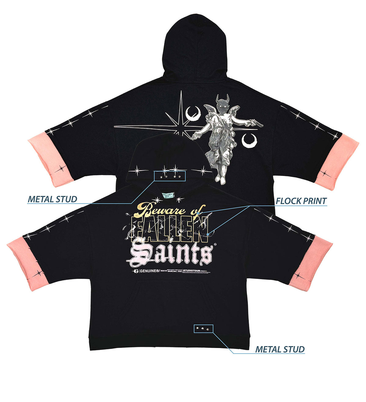 Beware short sleeve hoodie Black by Genuine - 4