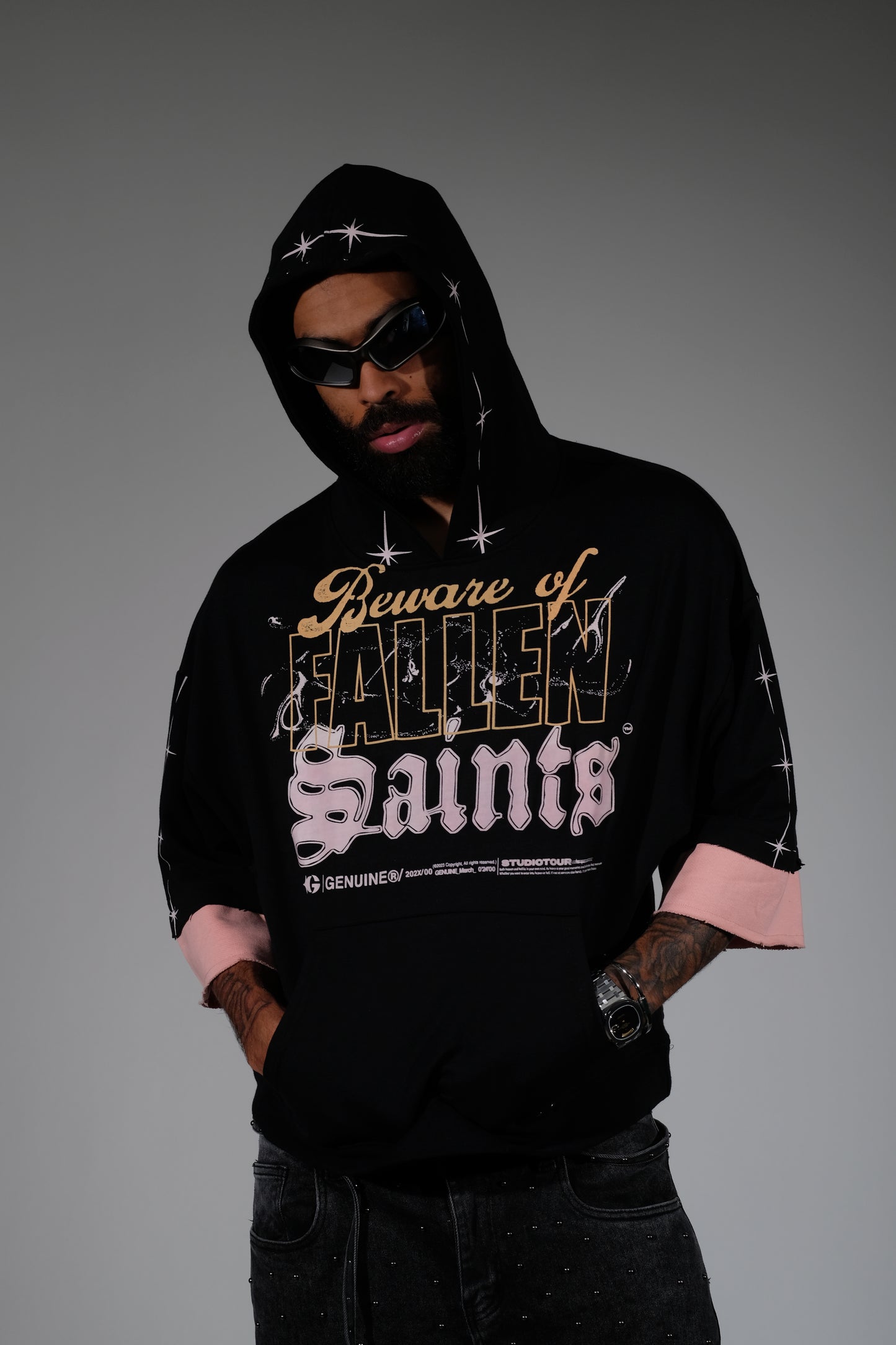 Beware short sleeve hoodie Black by Genuine - 1_2
