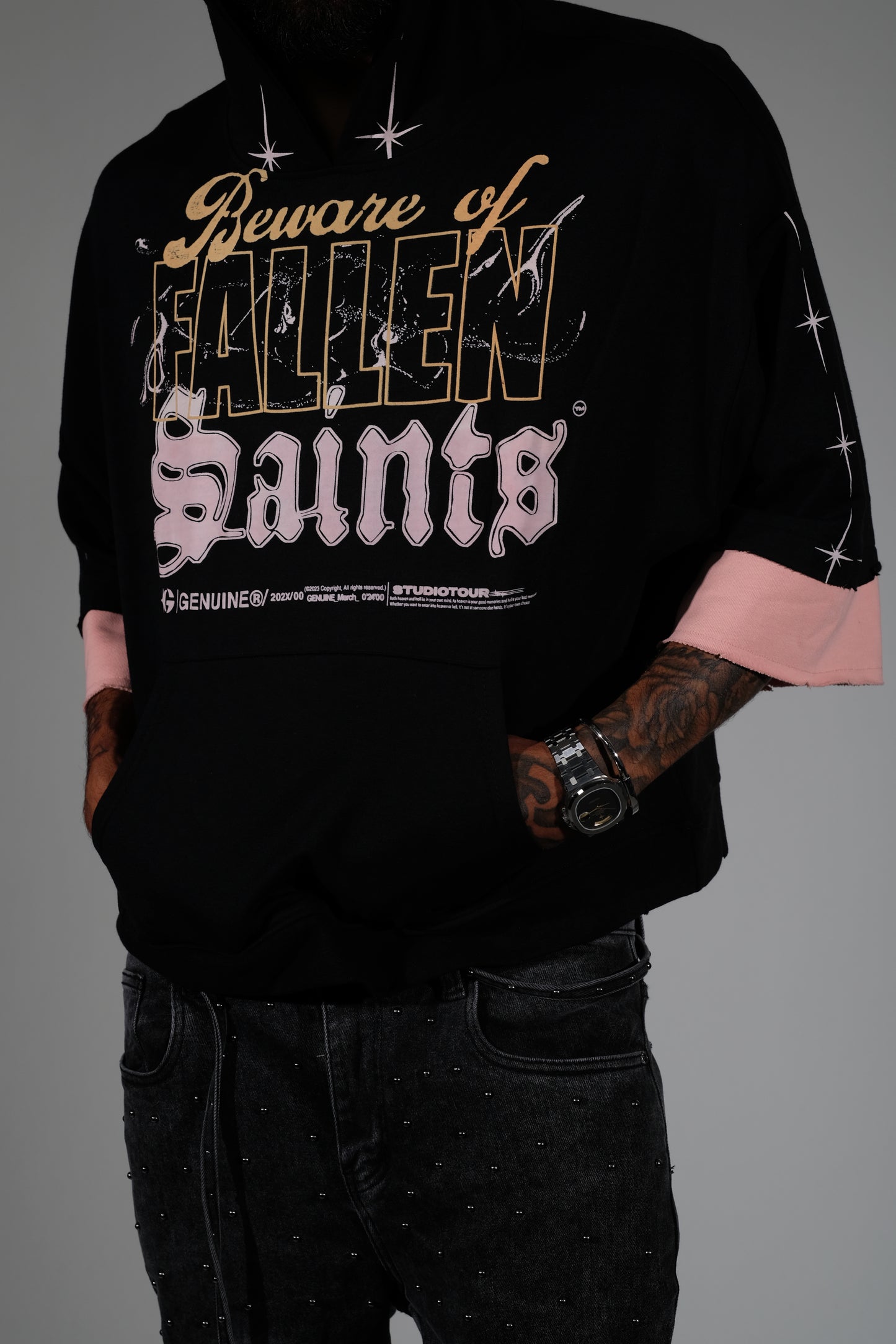 Beware short sleeve hoodie Black by Genuine - 2_2