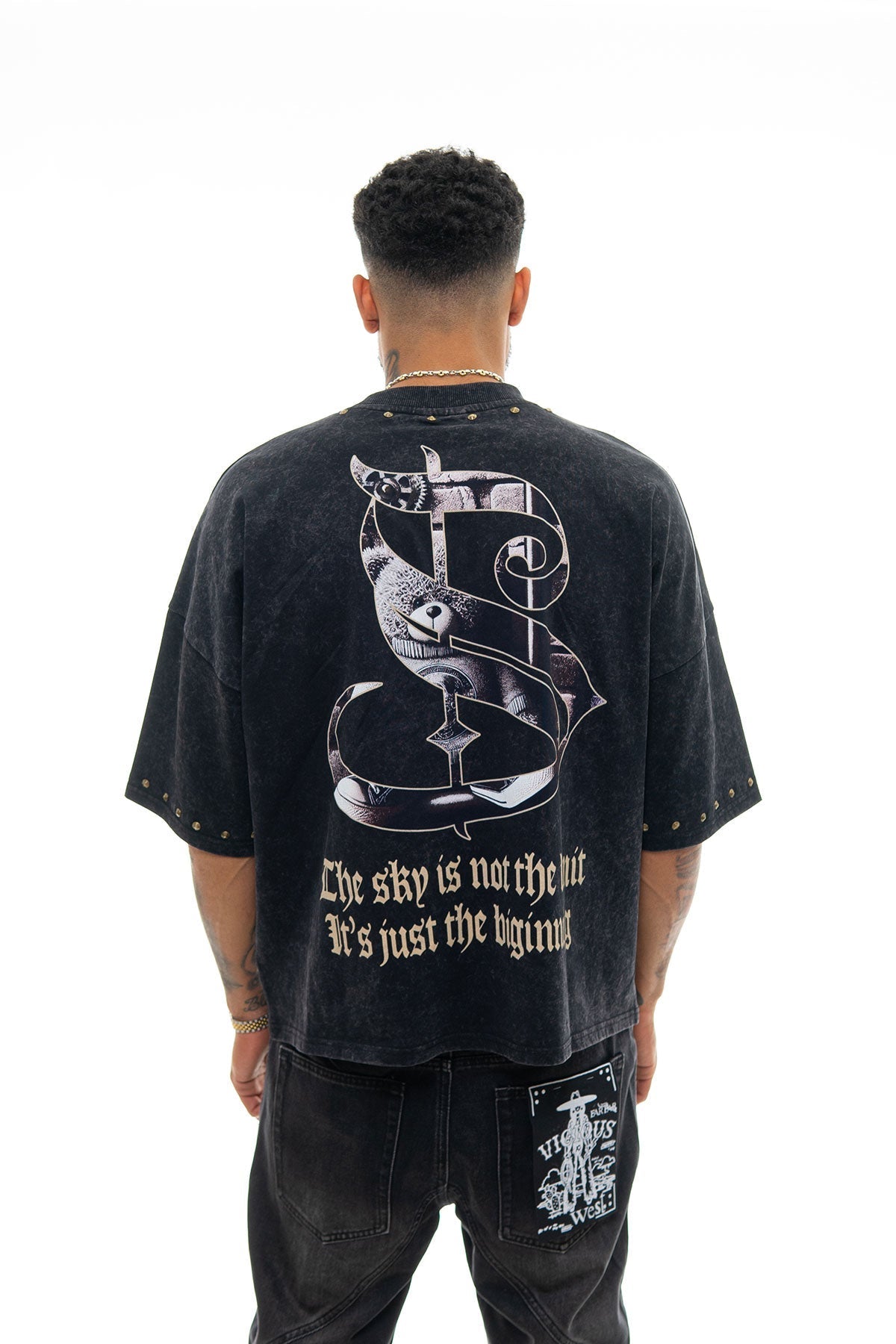 Stray dream big wide & crop fit tee Black by Stray - 2