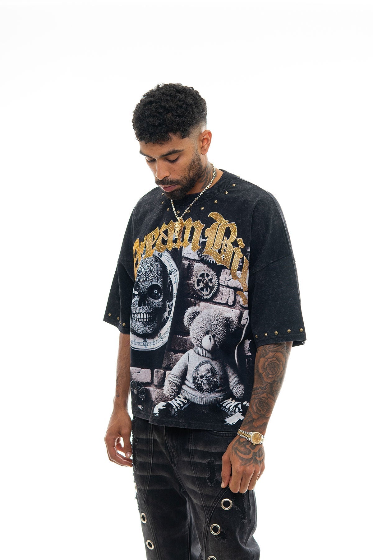 Stray dream big wide & crop fit tee Black by Stray - 3