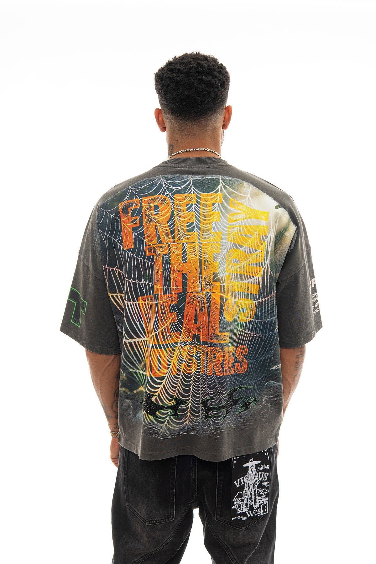 Stray spider wide & crop fit tee Charcoal by Stray - 2