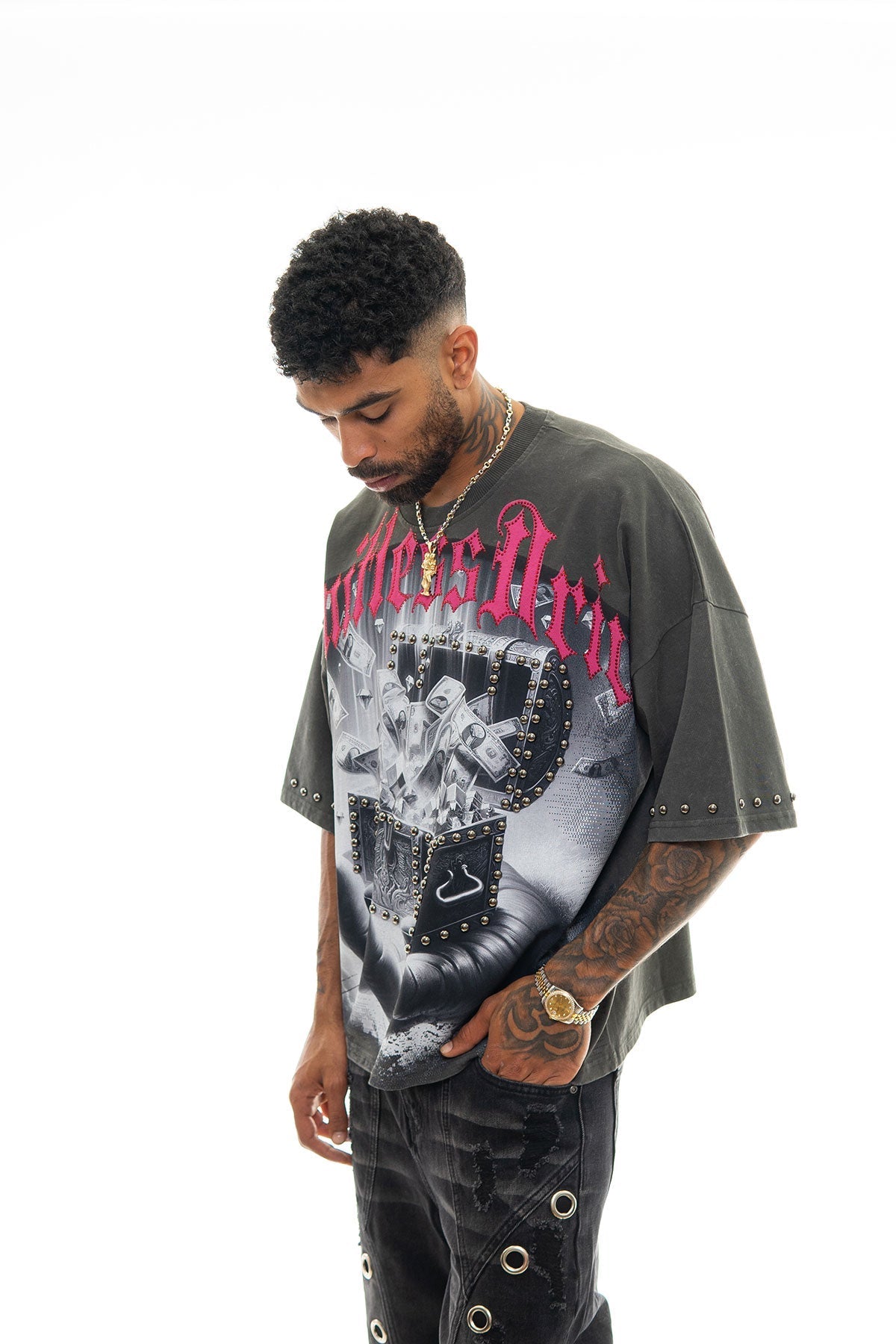 Stray treasure chest wide & crop fit tee Charcoal by Stray - 2