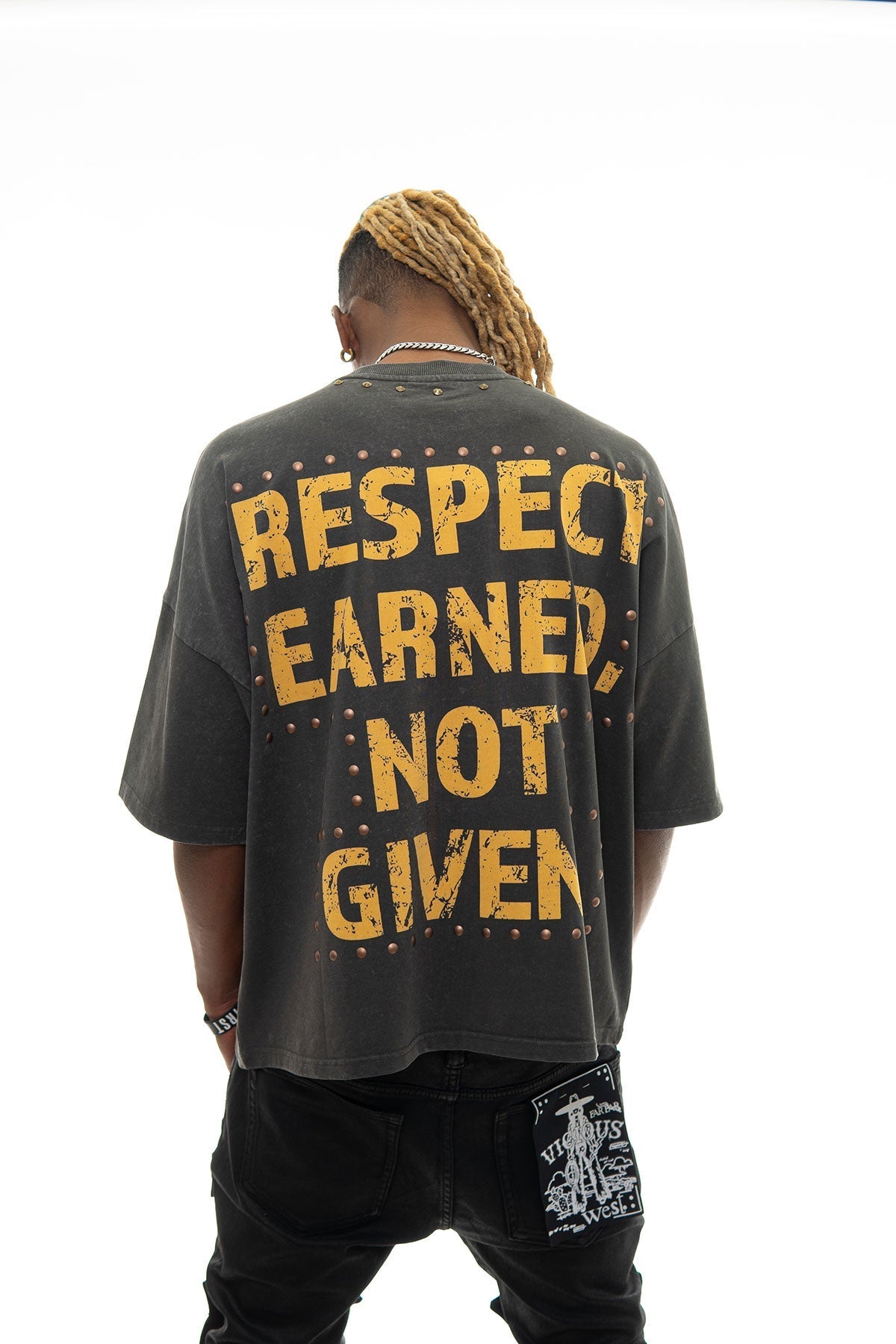 Stray respect earned wide & crop fit tee Charcoal by Stray - 2