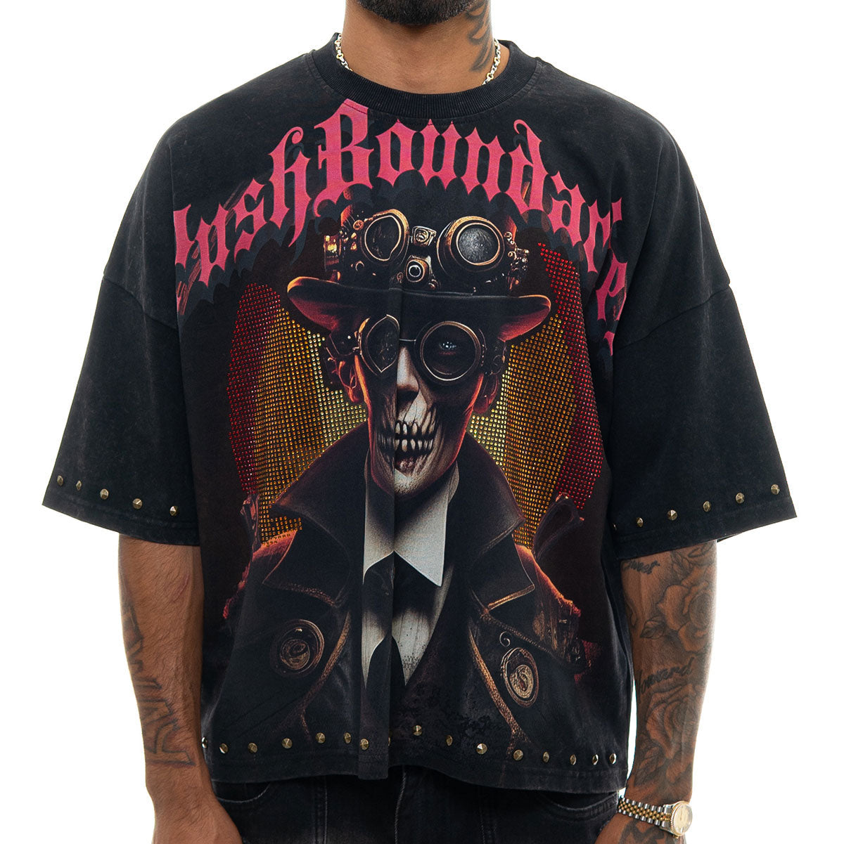 Stray push boundaries wide & crop fit tee Black by Stray - 1