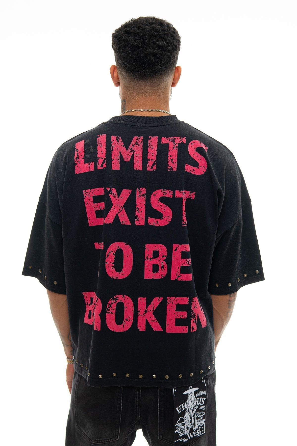 Stray push boundaries wide & crop fit tee Black by Stray - 2