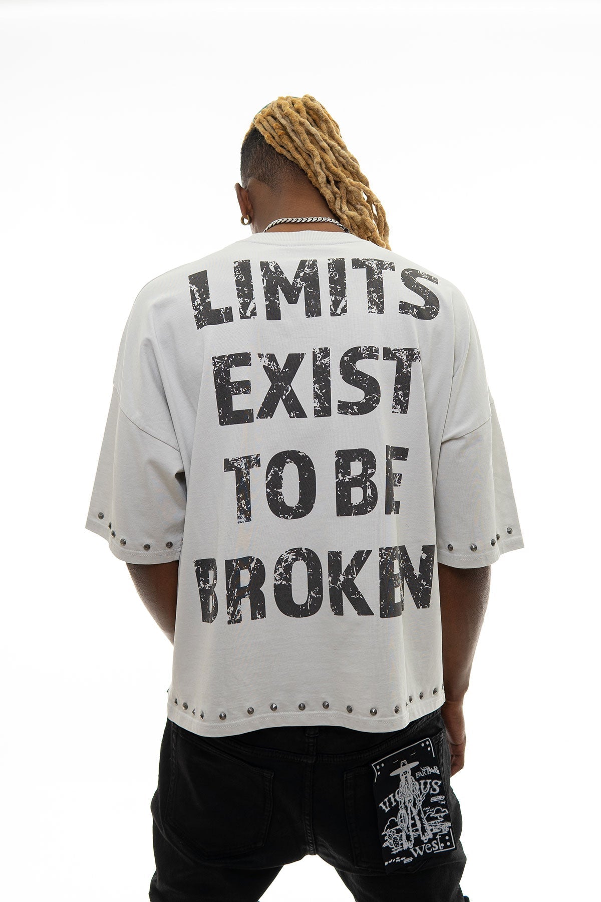 Stray push boundaries wide & crop fit tee Light Grey by Stray - 2