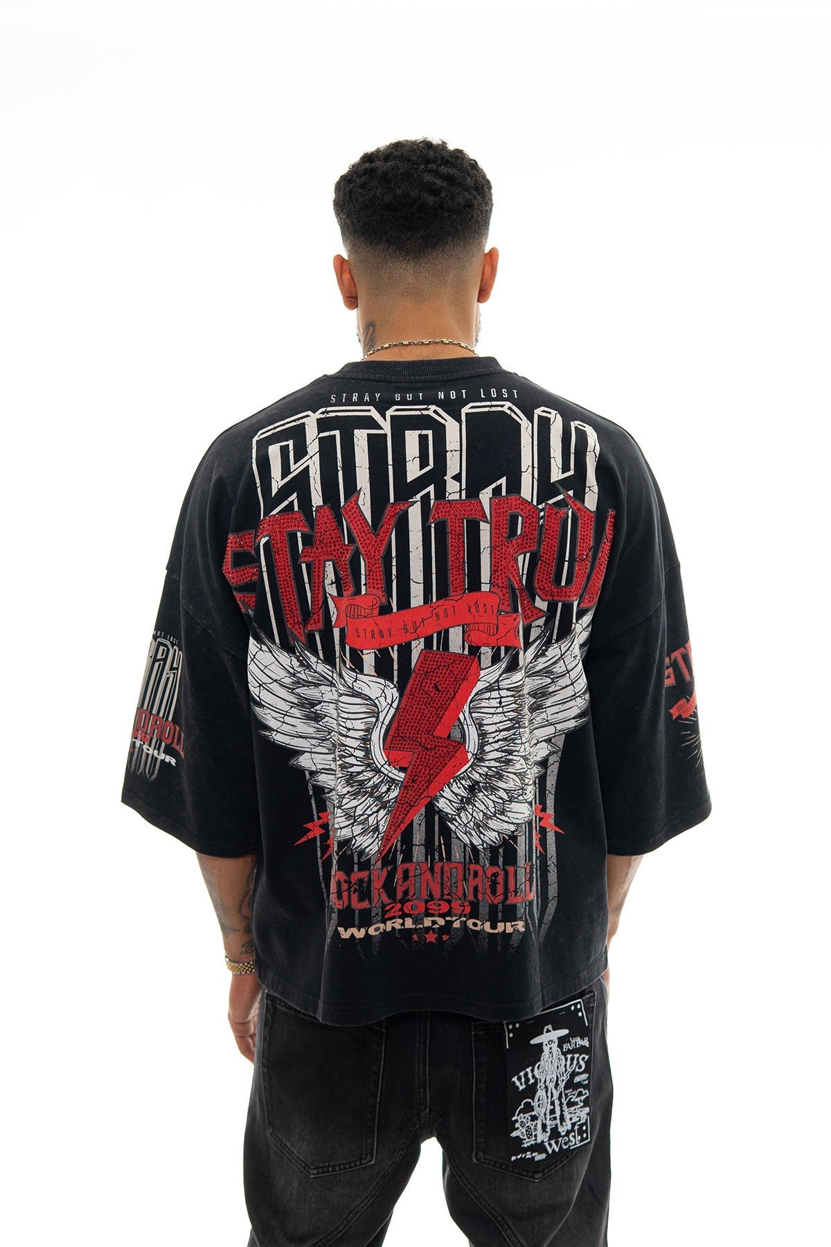 Stray rock n roller 3/4 sleeve tee Black by Stray - 2