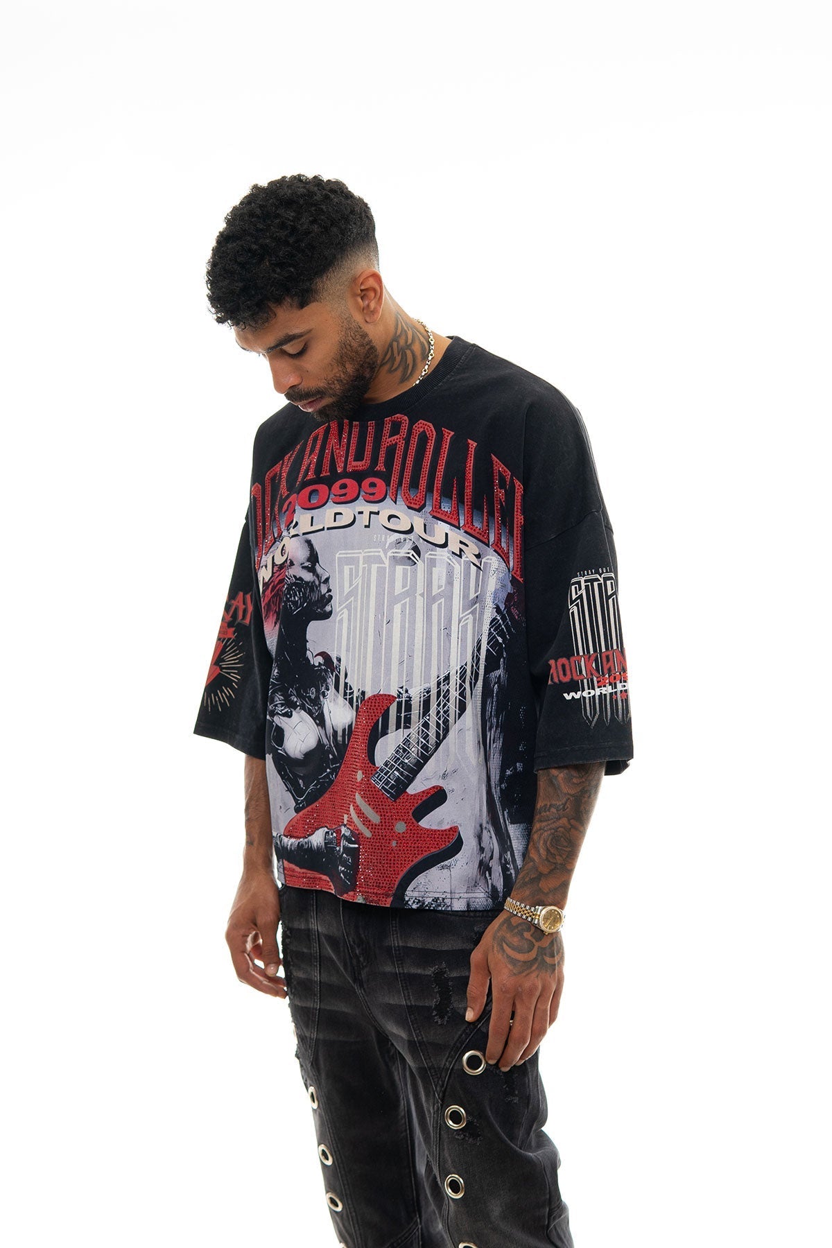 Stray rock n roller 3/4 sleeve tee Black by Stray - 3