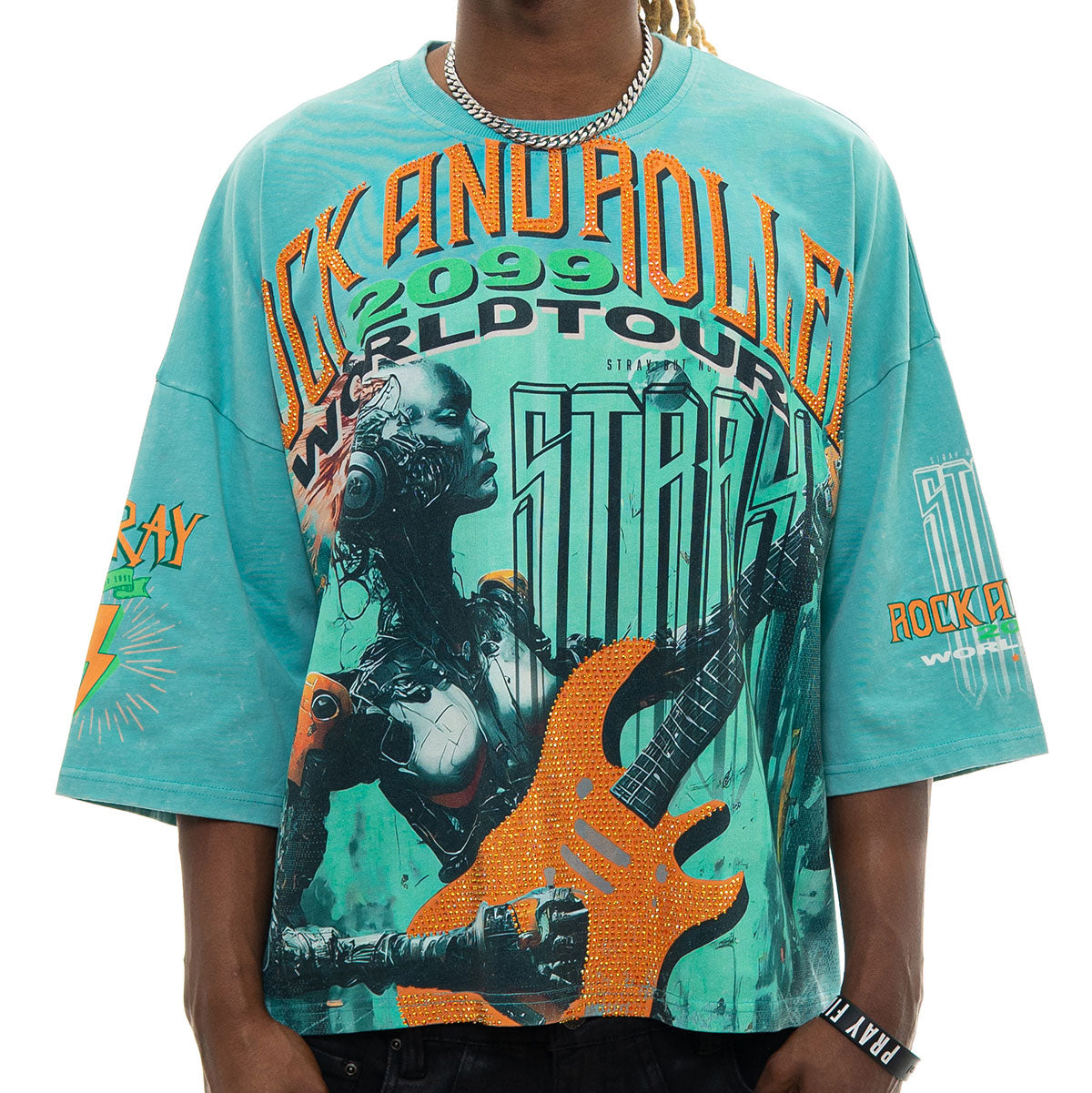 Stray rock n roller 3/4 sleeve tee Teal by Stray - 1