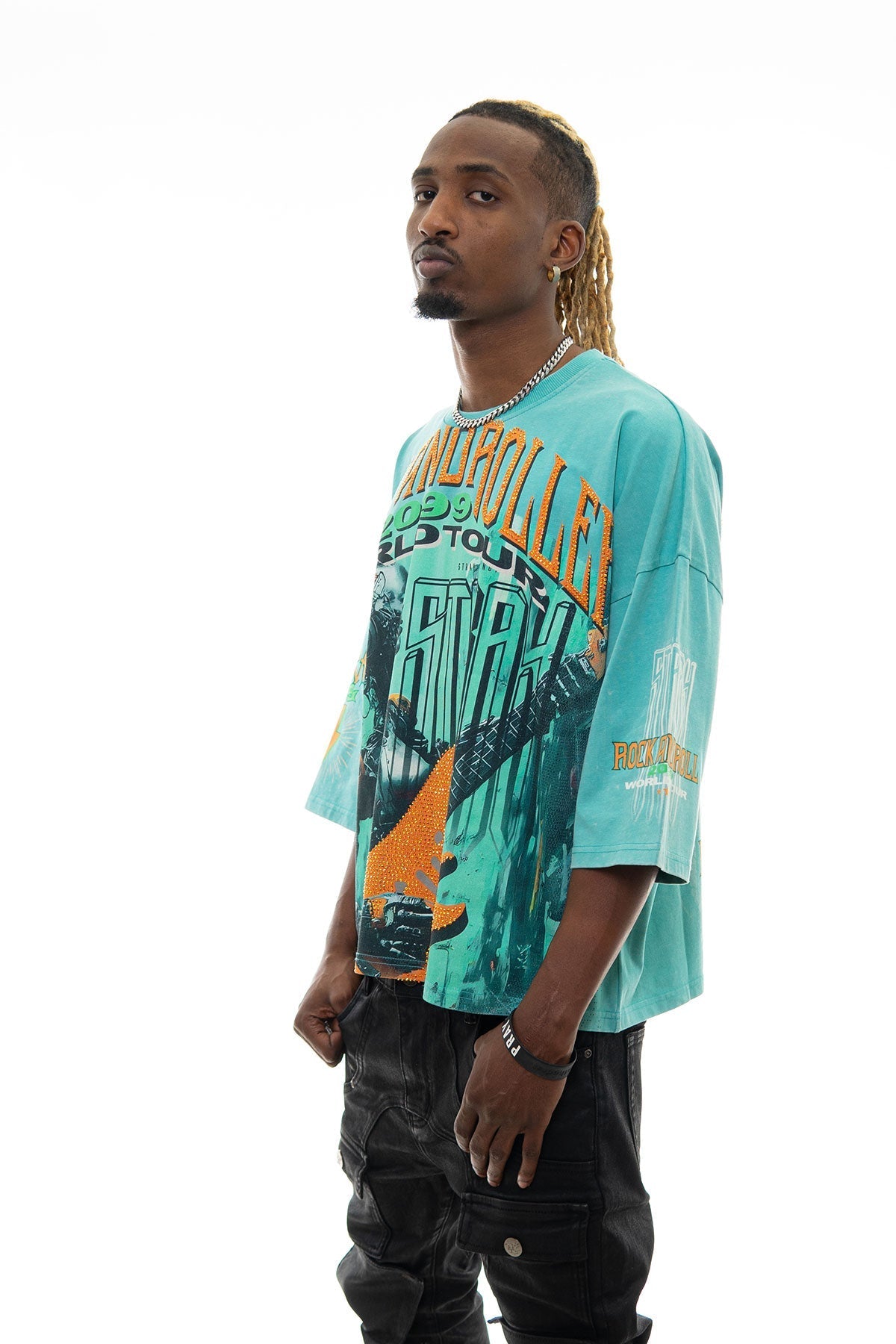 Stray rock n roller 3/4 sleeve tee Teal by Stray - 3