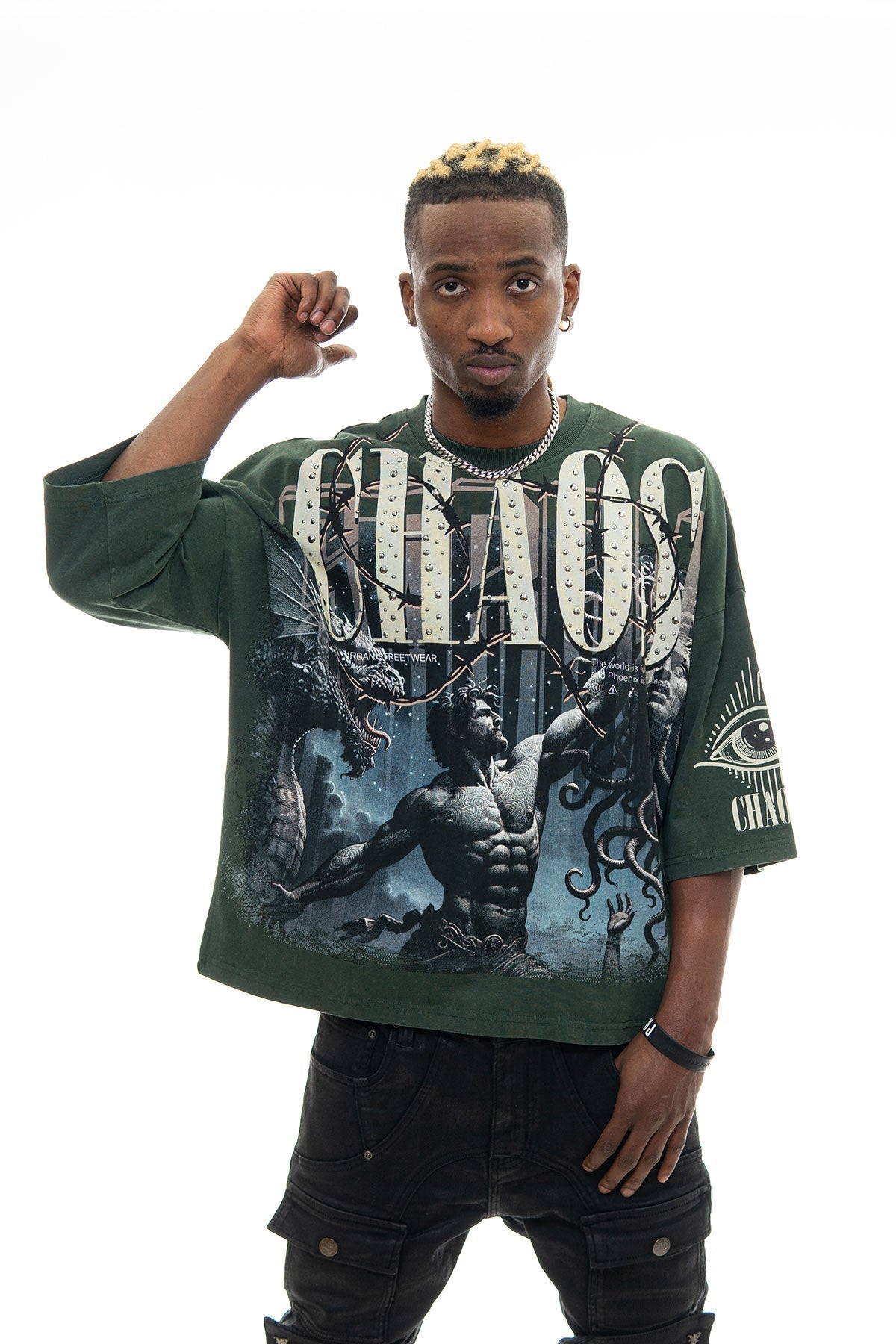 Stray chaos 3/4 sleeve tee Dark Green by Stray - 4