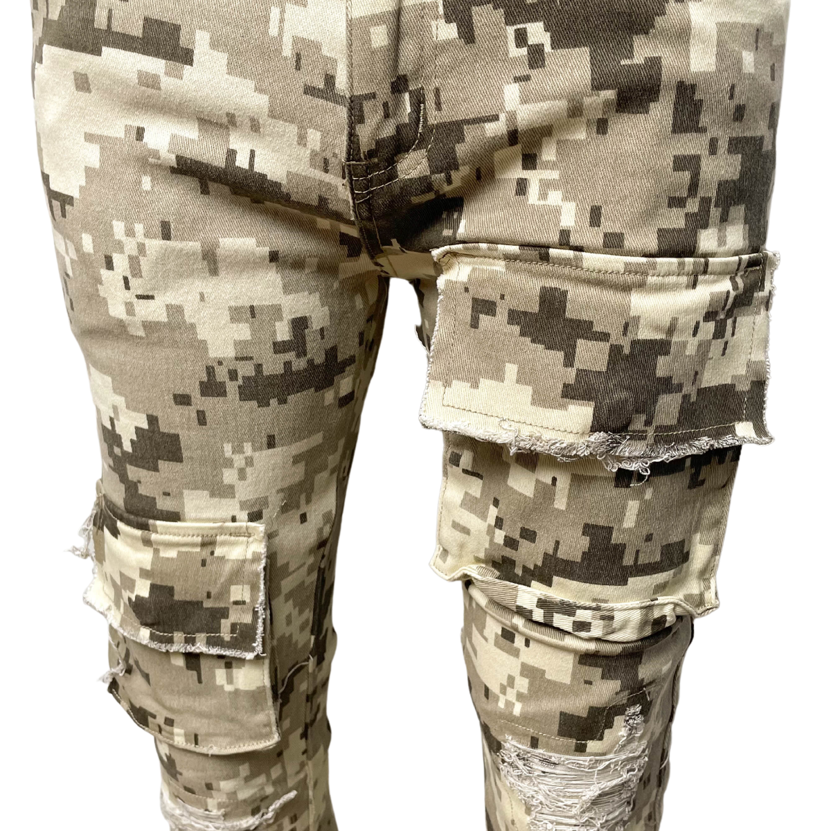 Vicious Rip & Repair Cargo Stack Jeans - Khaki | Vicious _6