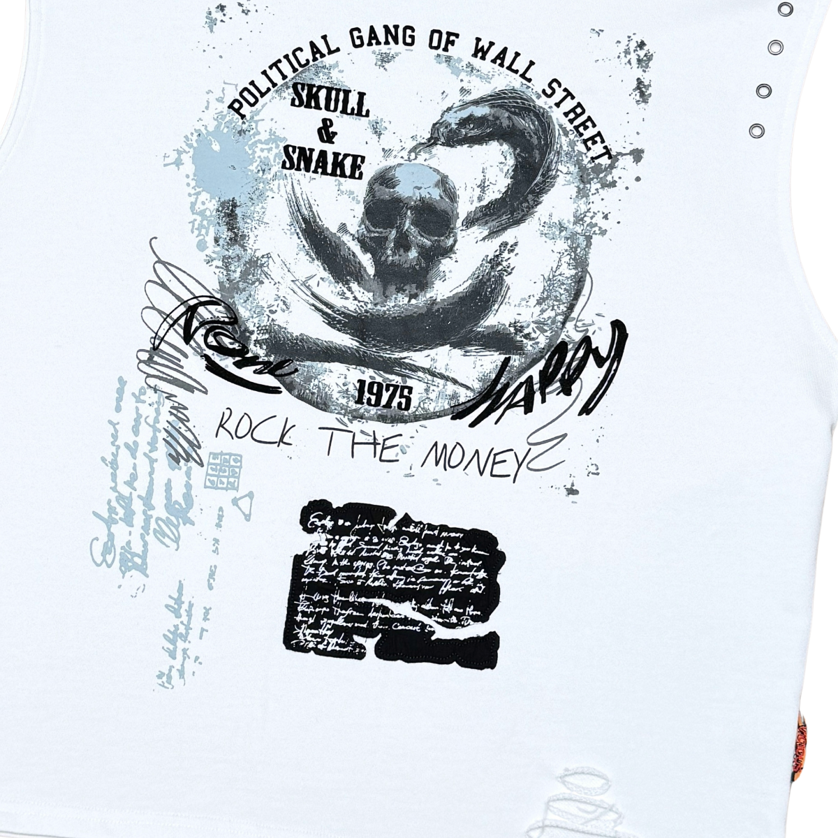 Distressed oversize french terry sleeveless tee