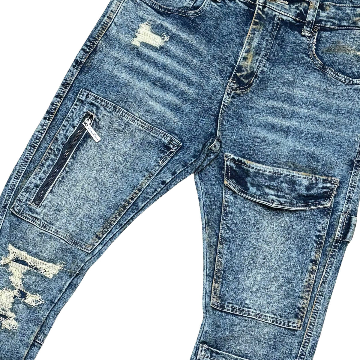 Coated Denim Flared Fit Pant Rocky Blue by Vicious - 3