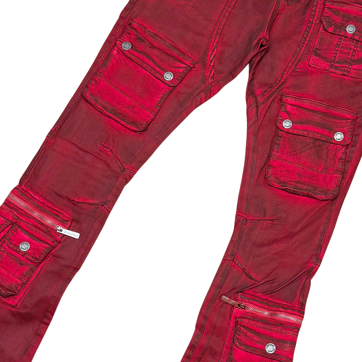Coated Denim Flared Fit Pant Indian Red by Vicious - 3