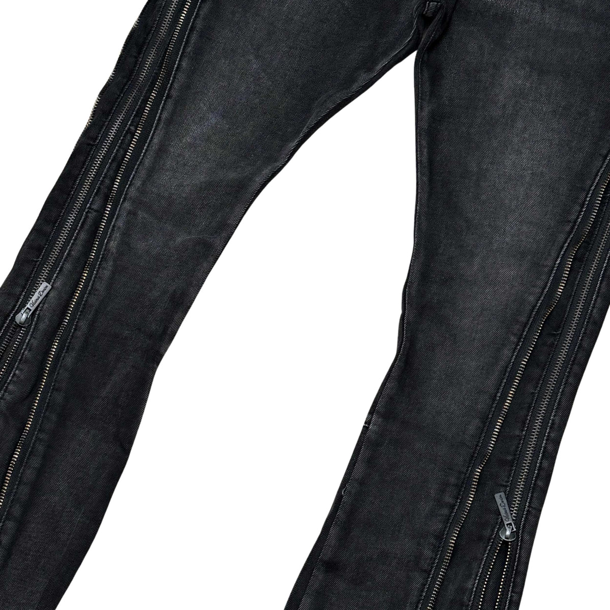 Denim Jeans / Multi Zippers / Flared Fit Pant Black by Vicious - 2