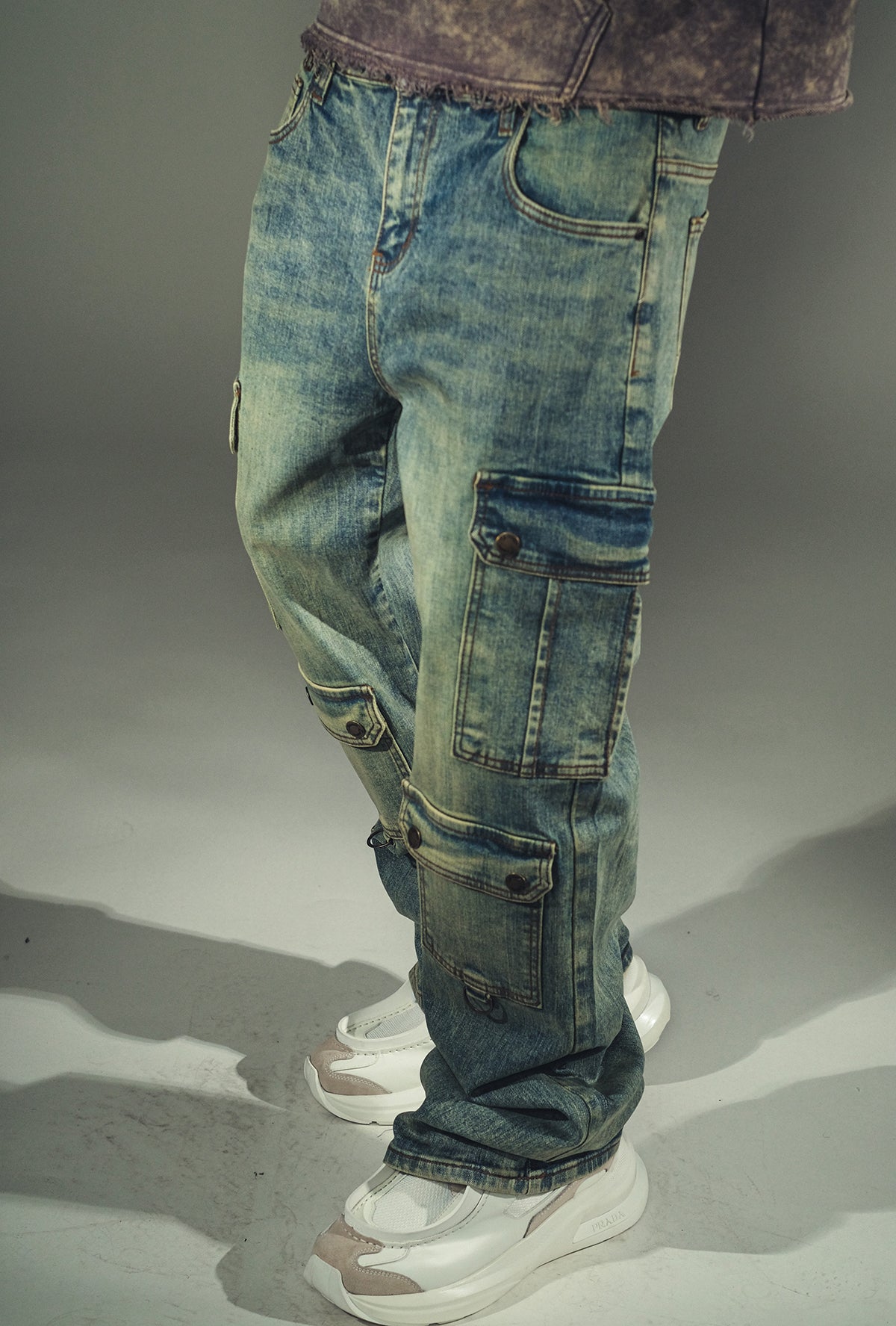 Baggy Fit Wax Coated Washed Denim Coated Blue by Vicious - 3