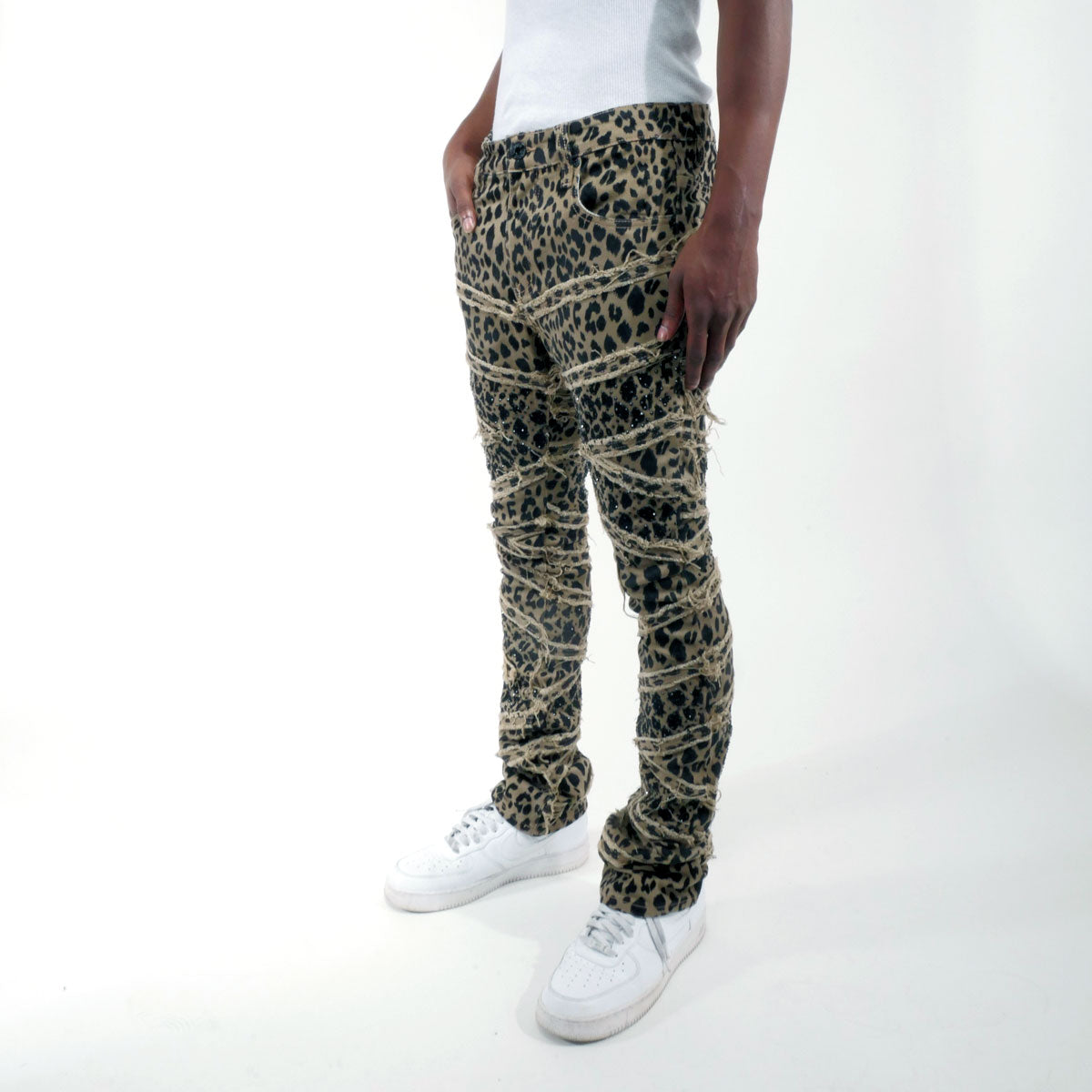 Premium flared embellished / stones pant Brown by Vicious - 1