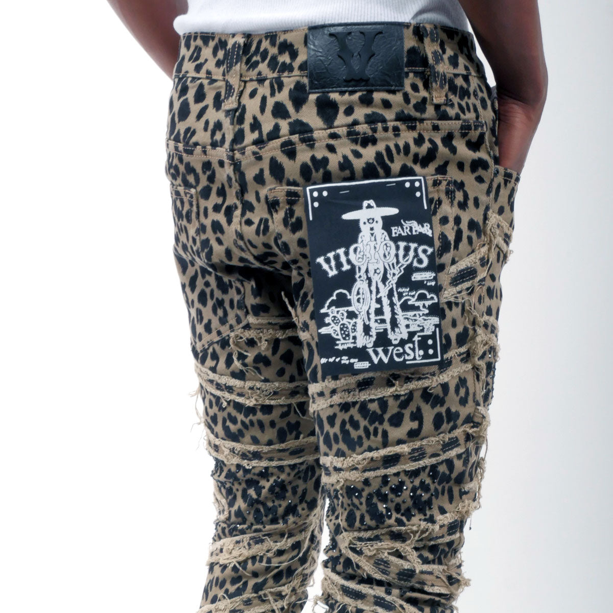 Premium flared embellished / stones pant Brown by Vicious - 3