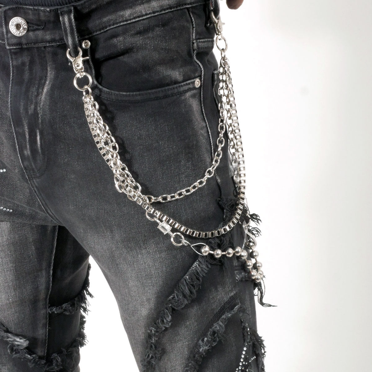 Stack denim pant w/ studded spider webs Black by Vicious - 3