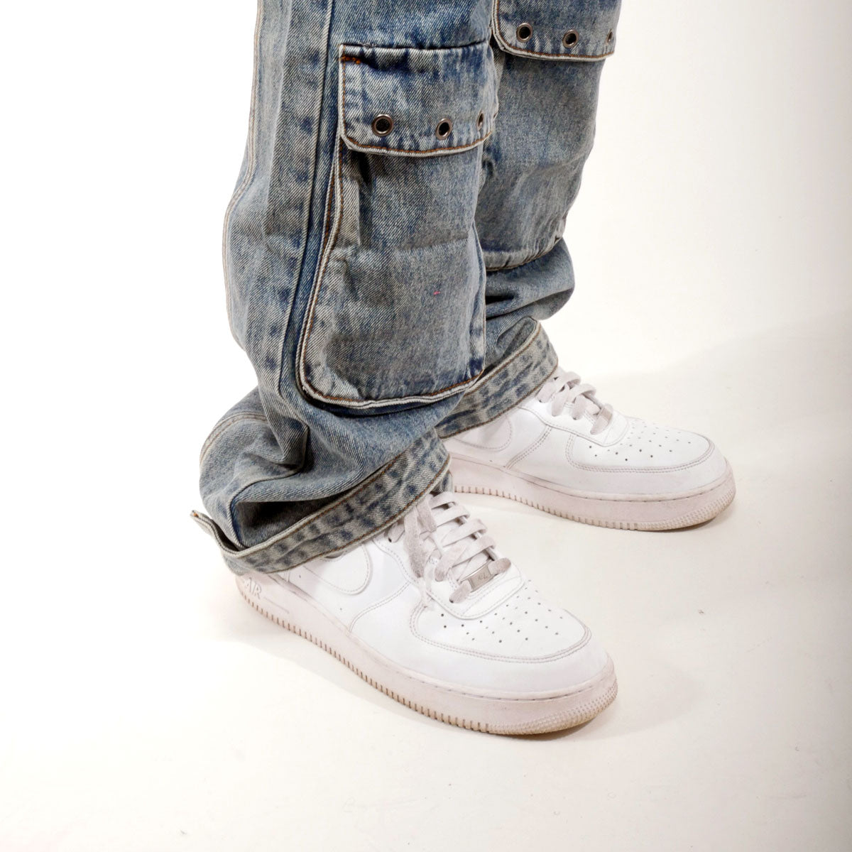 Multi cargo baggy fit denim pant Light Blue by Vicious - 2