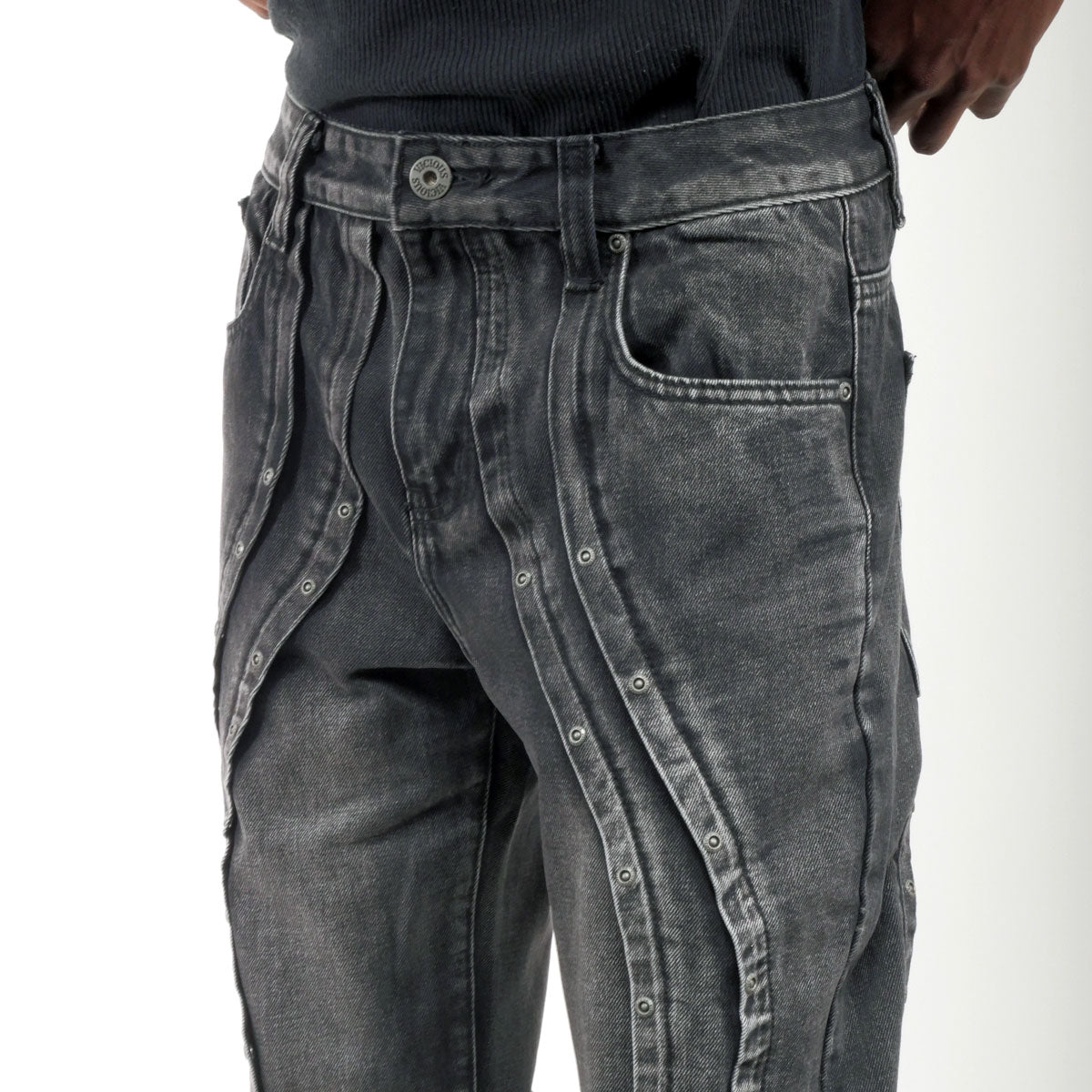 Western fit embroidered denim pant w/ stone details Black by Vicious - 5