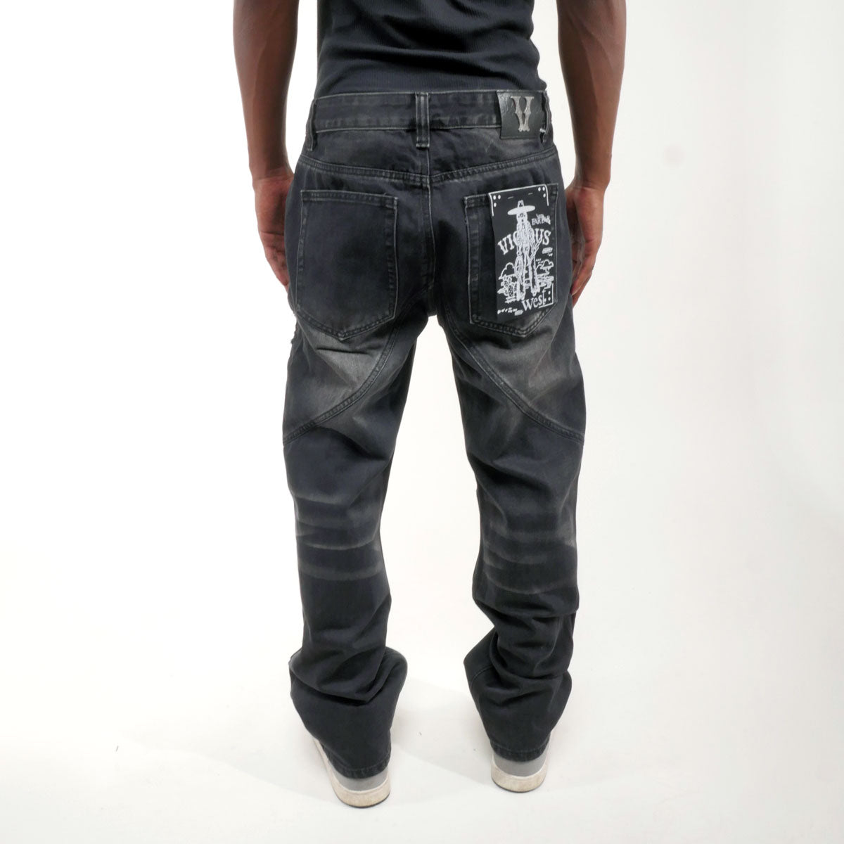 Vortex stacked grommet denim pant Black by Vicious - 2