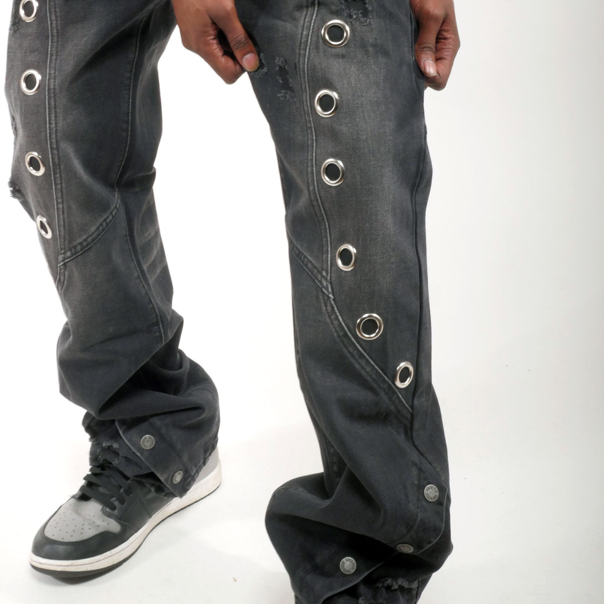 Vortex stacked grommet denim pant Black by Vicious - 3