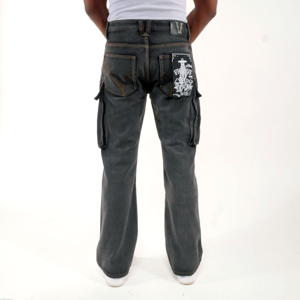 Premium side cargo western fit denim pant Black by Vicious - 3