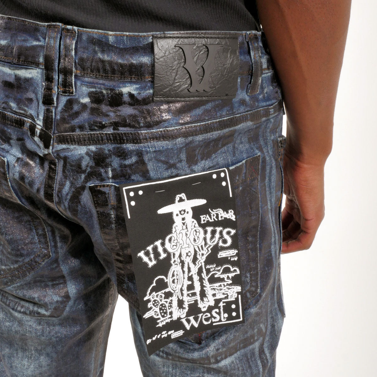 Patch pocket oil slick straight leg jean Medium Indigo by Vicious - 4