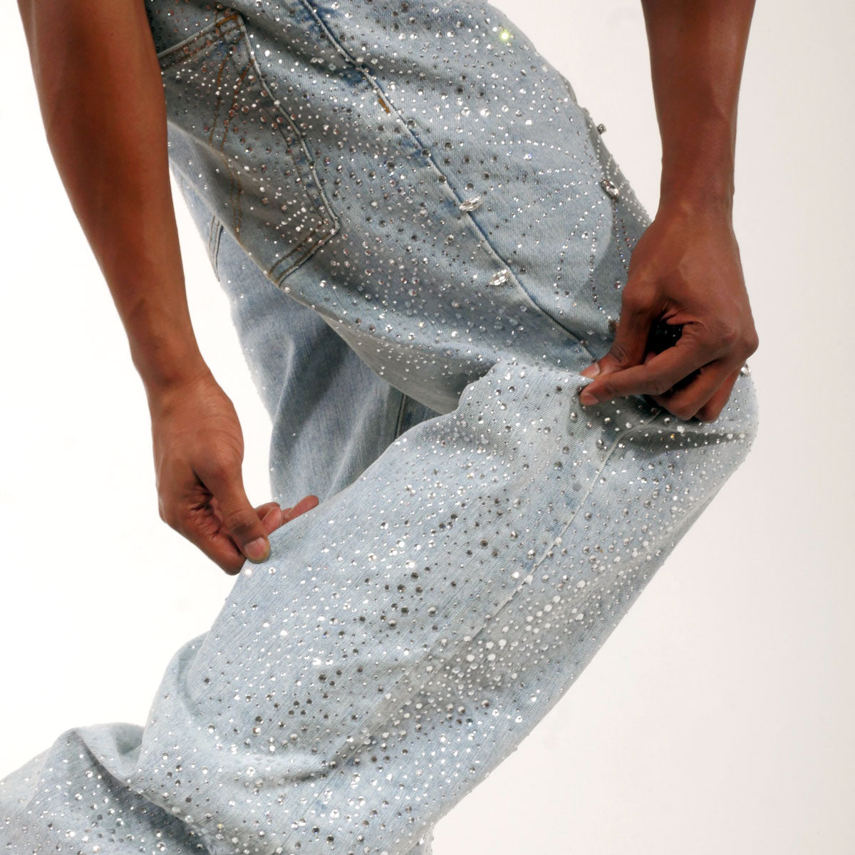Embellished rhinestone denim pant Light Blue by Vicious - 1