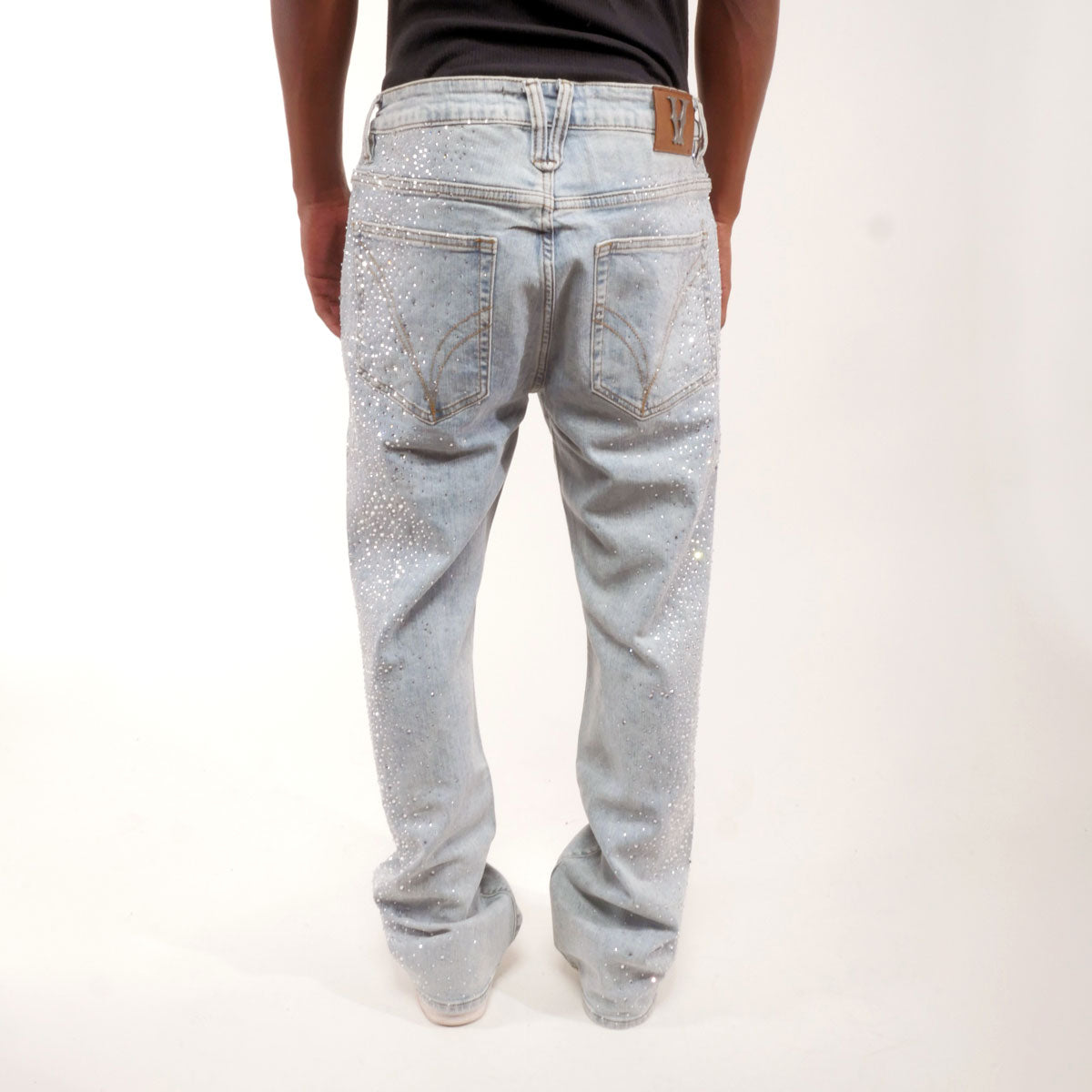 Embellished rhinestone denim pant Light Blue by Vicious - 4