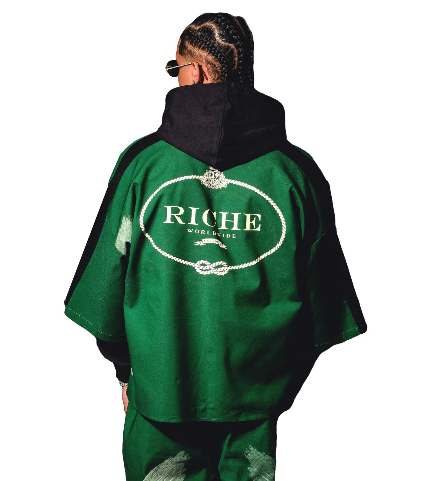 Wordly God Woven/Hoodie Combo Black / Green by Vie+Riche
- 2