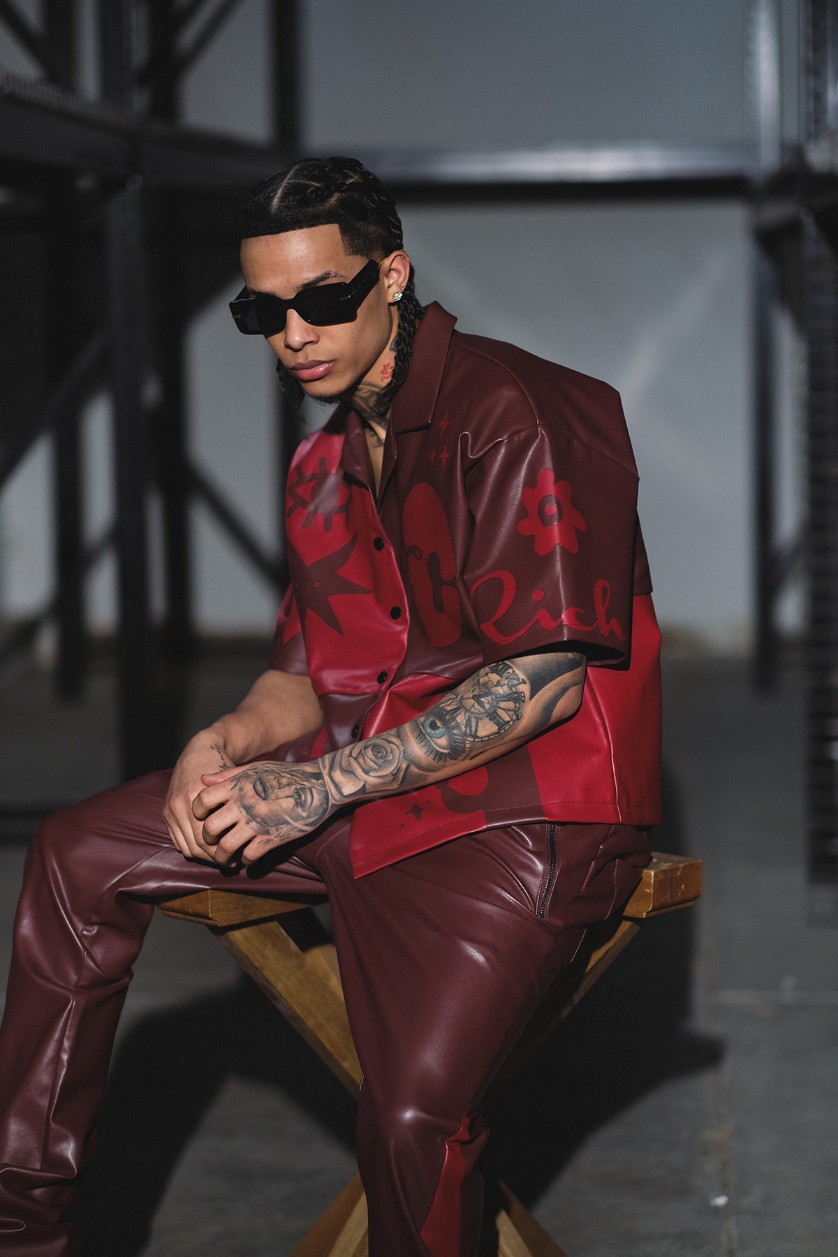 Tribal colorblock button up set Deep Red by Vie+Riche
- 3
