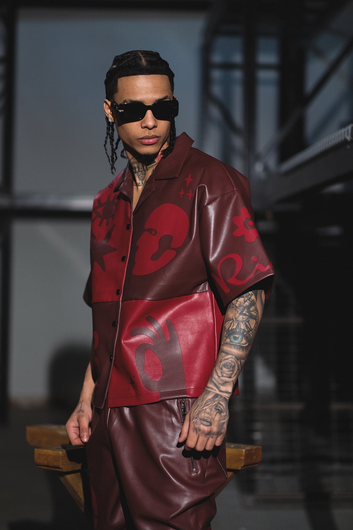 Tribal colorblock button up set Deep Red by Vie+Riche
- 4