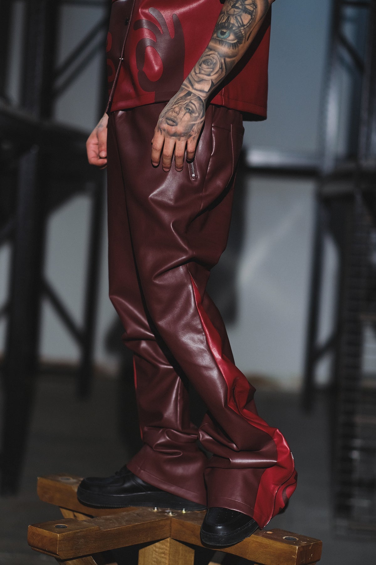 Tribal colorblock button up set Deep Red by Vie+Riche
- 6
