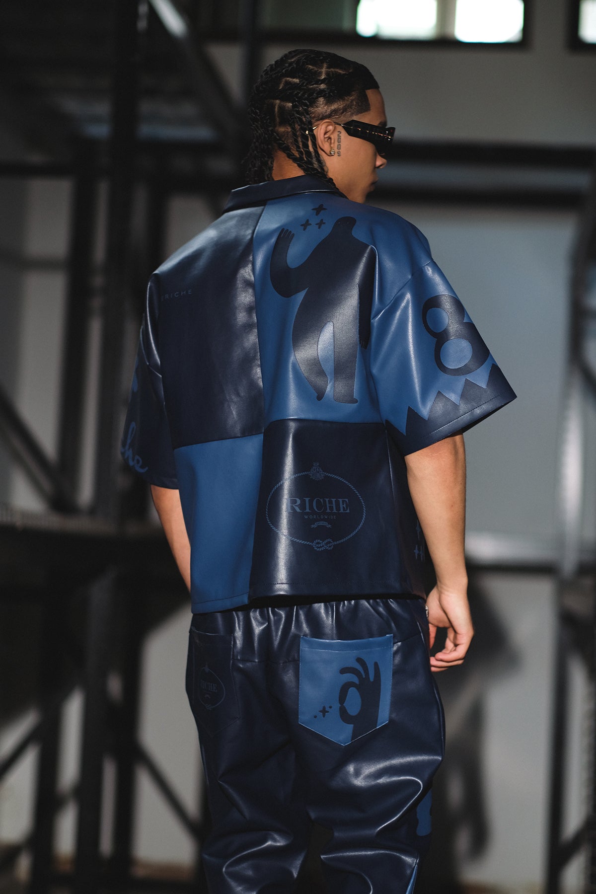 Tribal colorblock button up set Navy by Vie+Riche
- 4