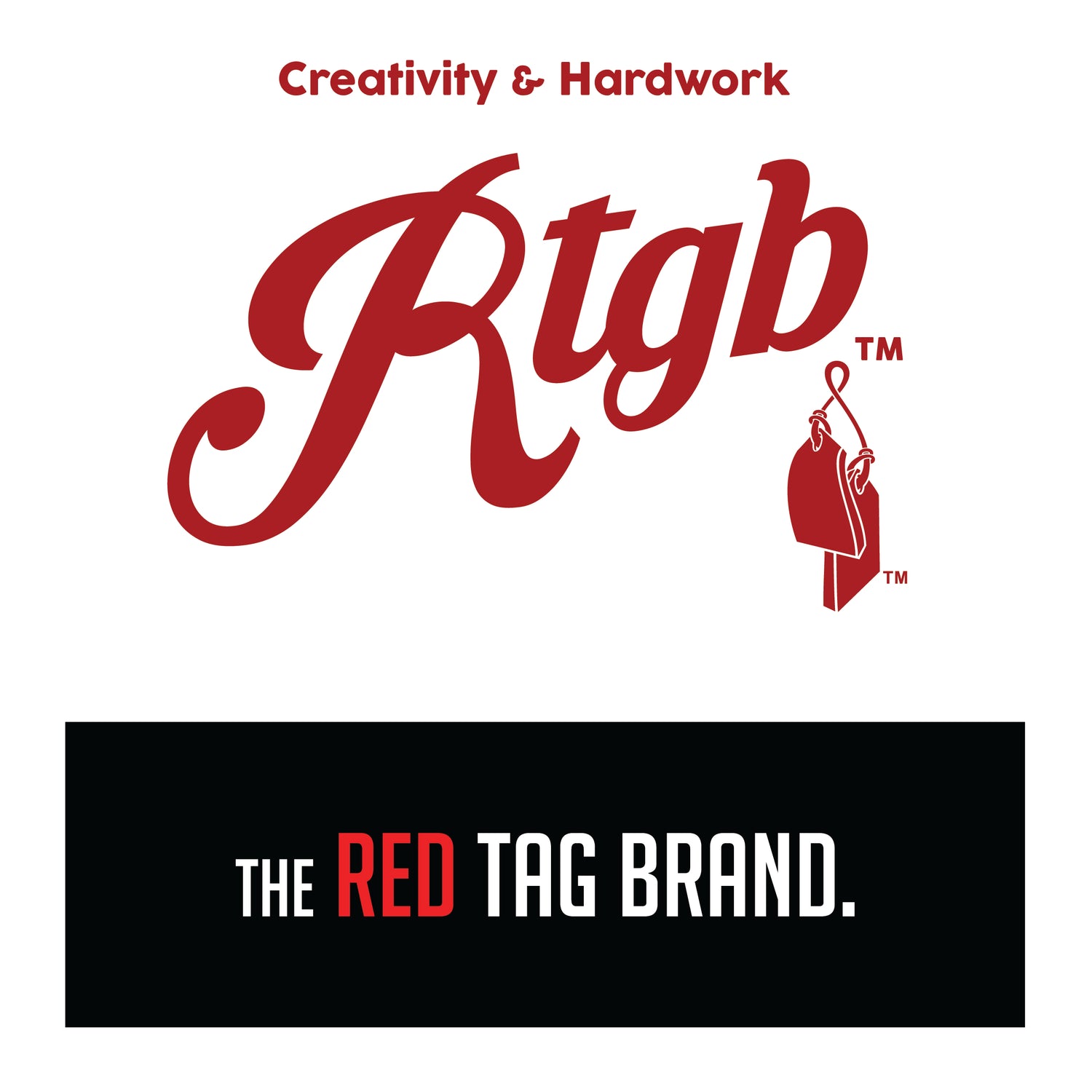 Red Tag Brand logo red and black ink creativity and hardword