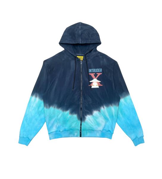 Intruder washed tie-dye zip up hoodie