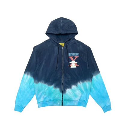 Intruder washed tie-dye zip up hoodie