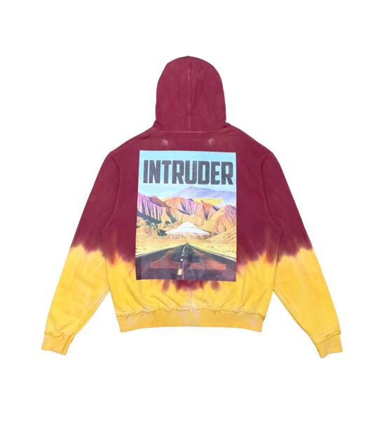 Intruder washed tie-dye zip up hoodie