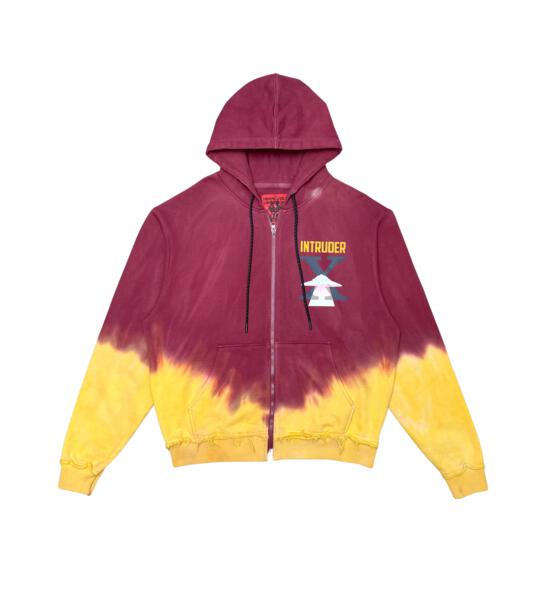 Intruder washed tie-dye zip up hoodie